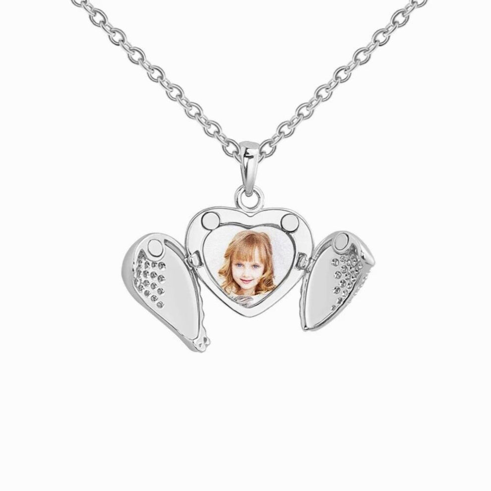 Hiyong Creative Photo Box Necklace Pendant Engrave Name Necklace Diamond Heart-shaped Openable Photo Frame Clavicle Chain