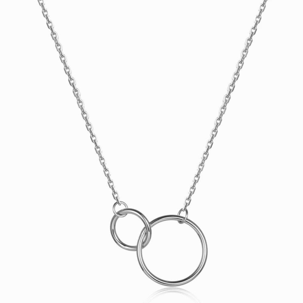 925 Sterling Silver Double Round NecklaceGeometric Pendant Chanis Sparkling Choker Party Favor Women Jewelry