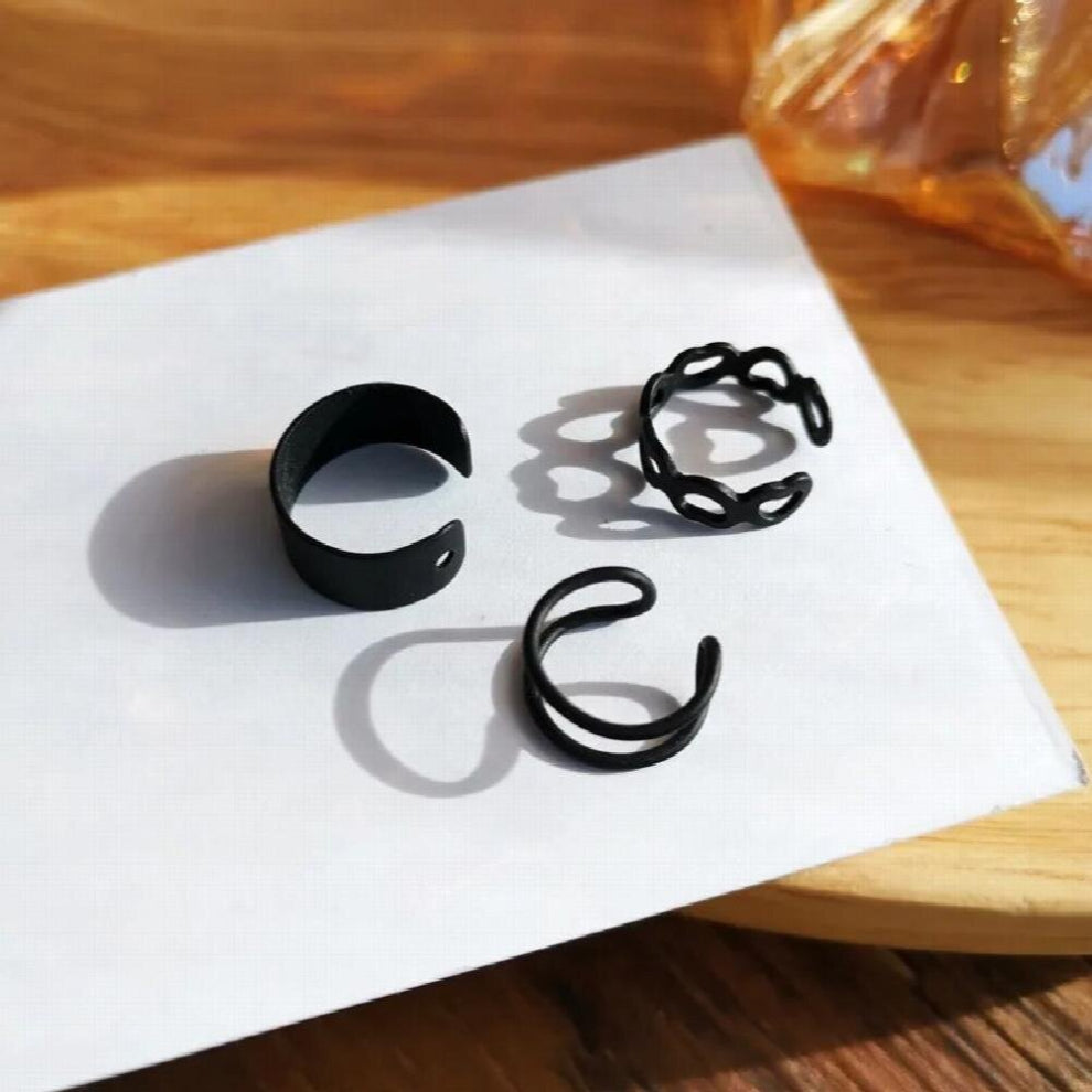 Punk Ear Cuffs Set Non-Piercing Ear Clips for Women Silver Earring Hollow Jewelry