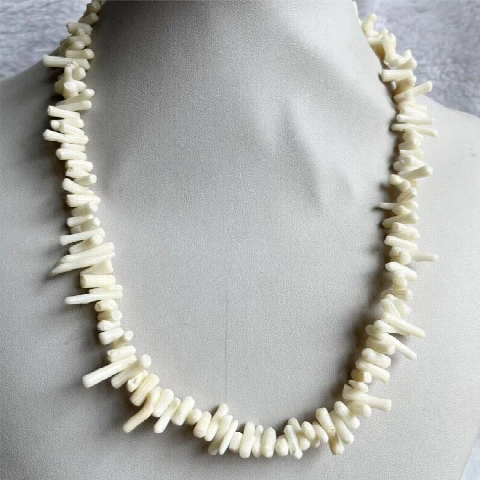 Natural Irregular Coral Stone Necklace Branch Plantlet Freeform Jewelry Vintage Seedlings Beaded Chain Strand Gift