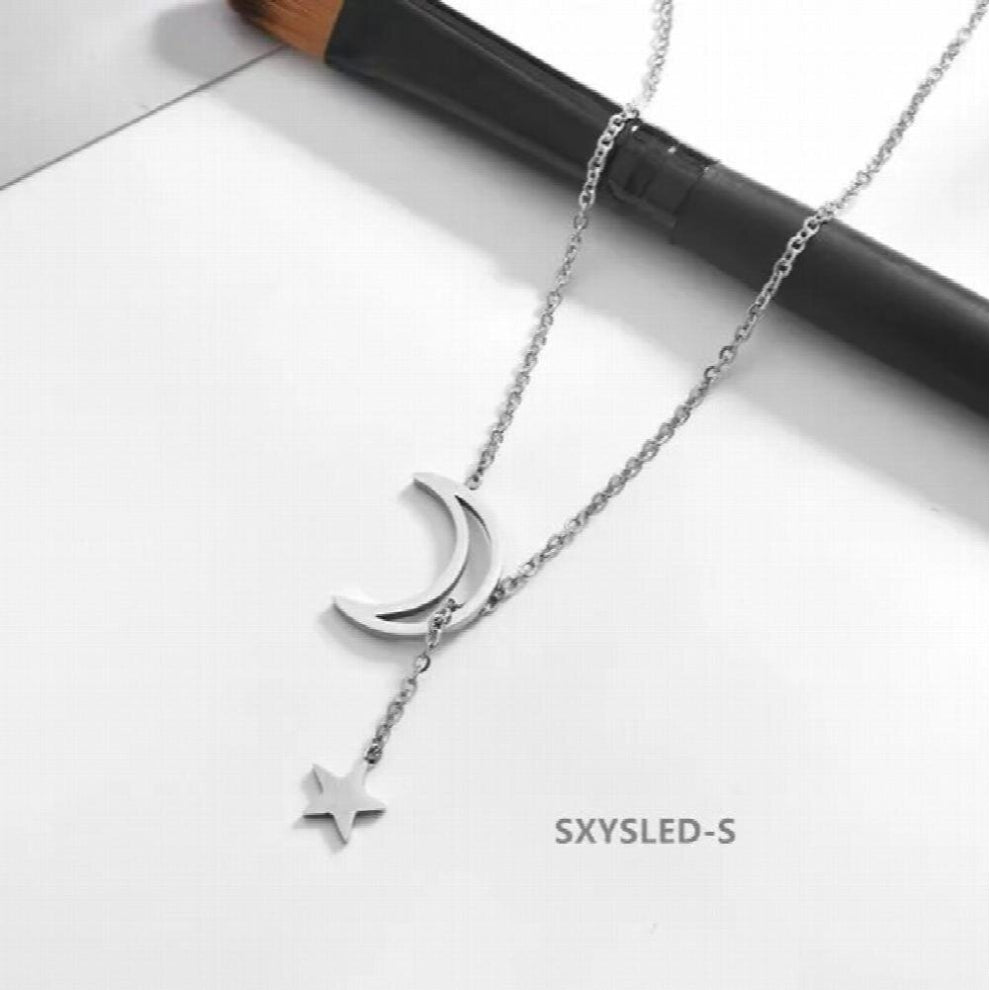 SXYSLED-S Moon Star Necklace Pendant Women Jewelry Girl Chain