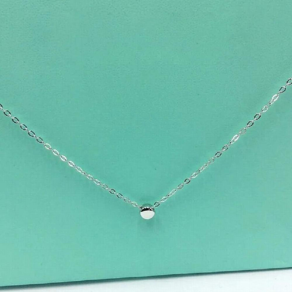Minimalist Round Bean Chokers Pendant Necklace For Women Birthday Party Three Colors 925 Sterling Silver Jewelry Gift