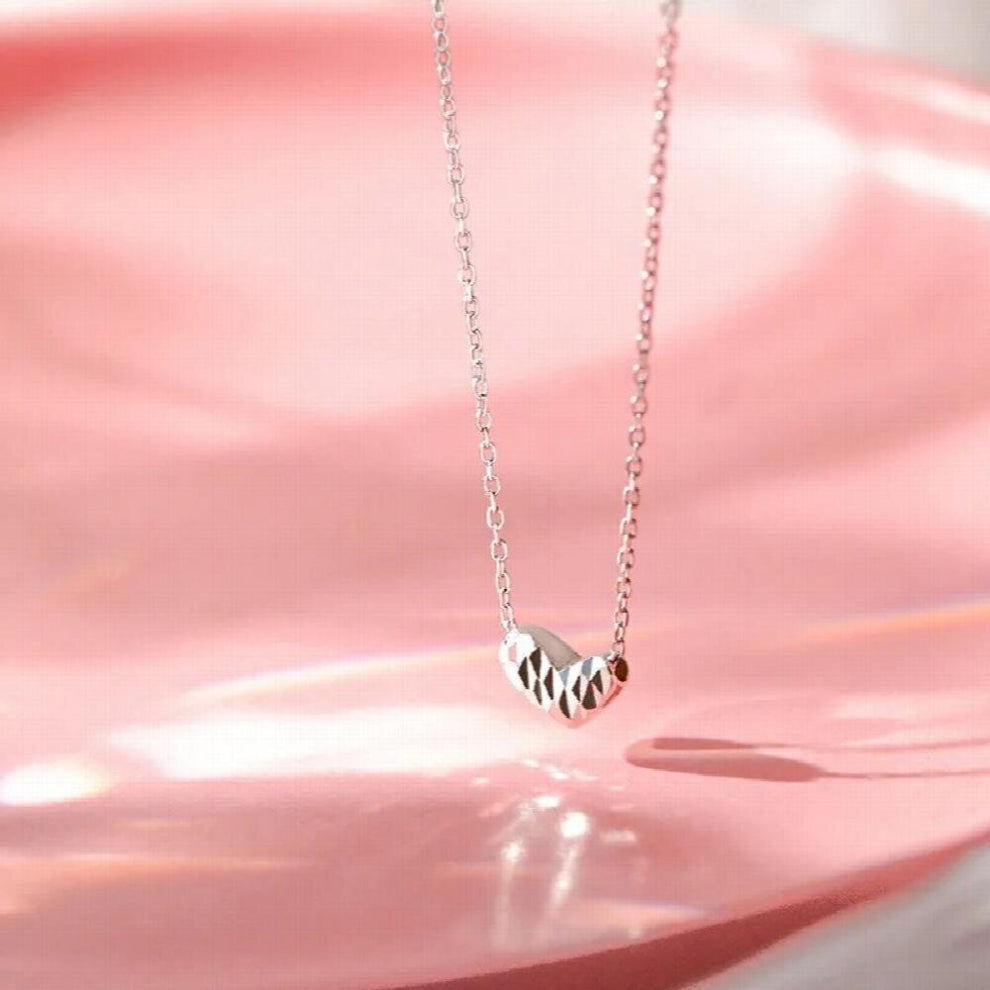 French 925 Sterling Silver Faceted Small Heart Chokers Necklace For Women Students Double Sided Wear Party Jewelry Collar