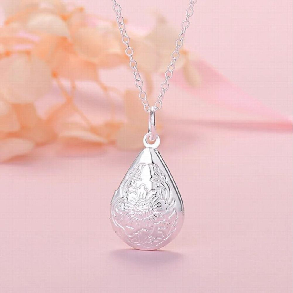 925 sterling Silver drop photo frame open Chain Necklace For Women Man Wedding Party Charm Jewelry