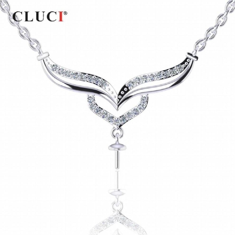 925 Sterling Silver Angel Swing Heart Zircon Pendant Necklace for Women Valentine Gift Necklace Jewelry SN053SB