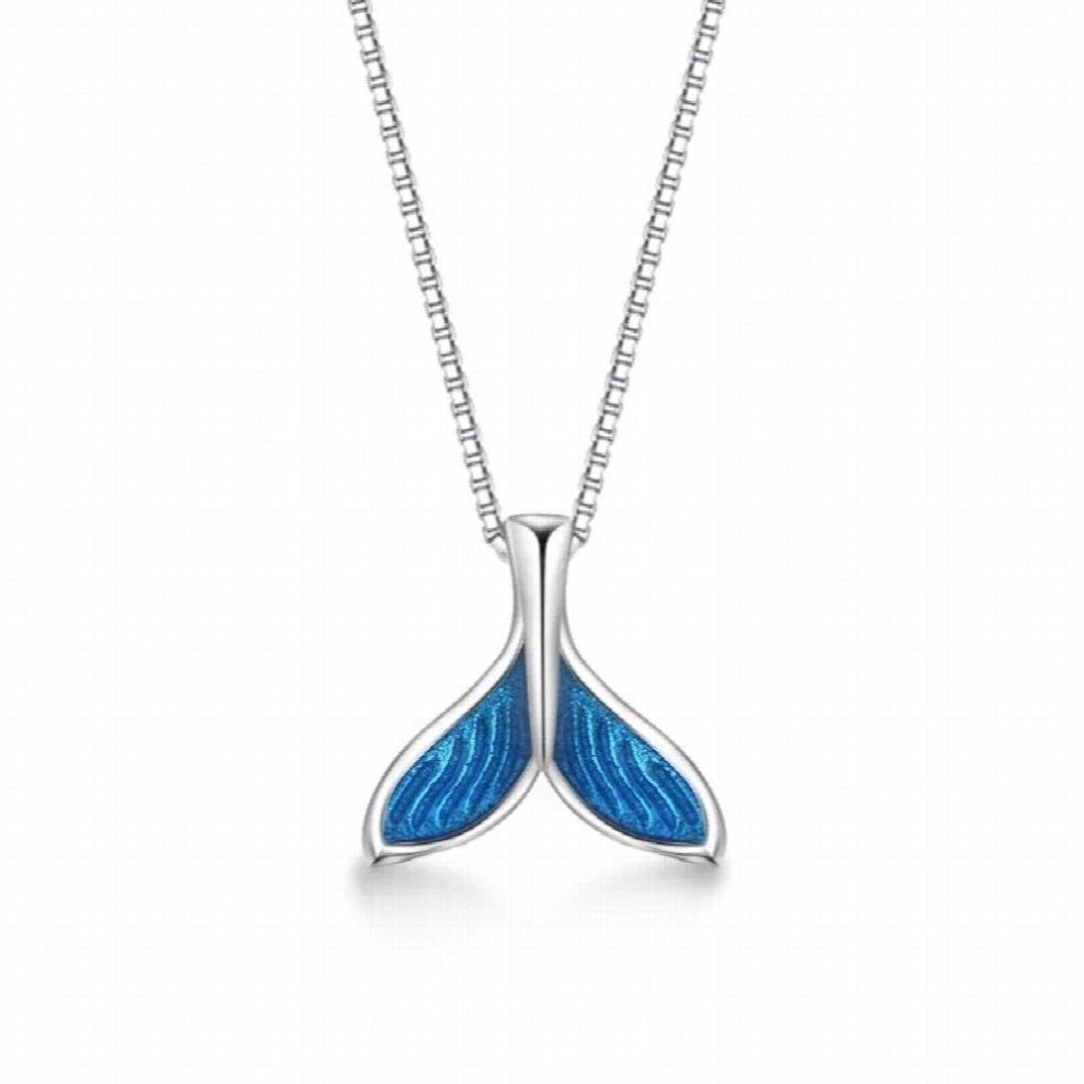 Trumium 925 Sterling Sliver Fish Tail Necklace Whale Tailed Nautical Chokers Charm Mermaid Tail Women Pendant Jewelry