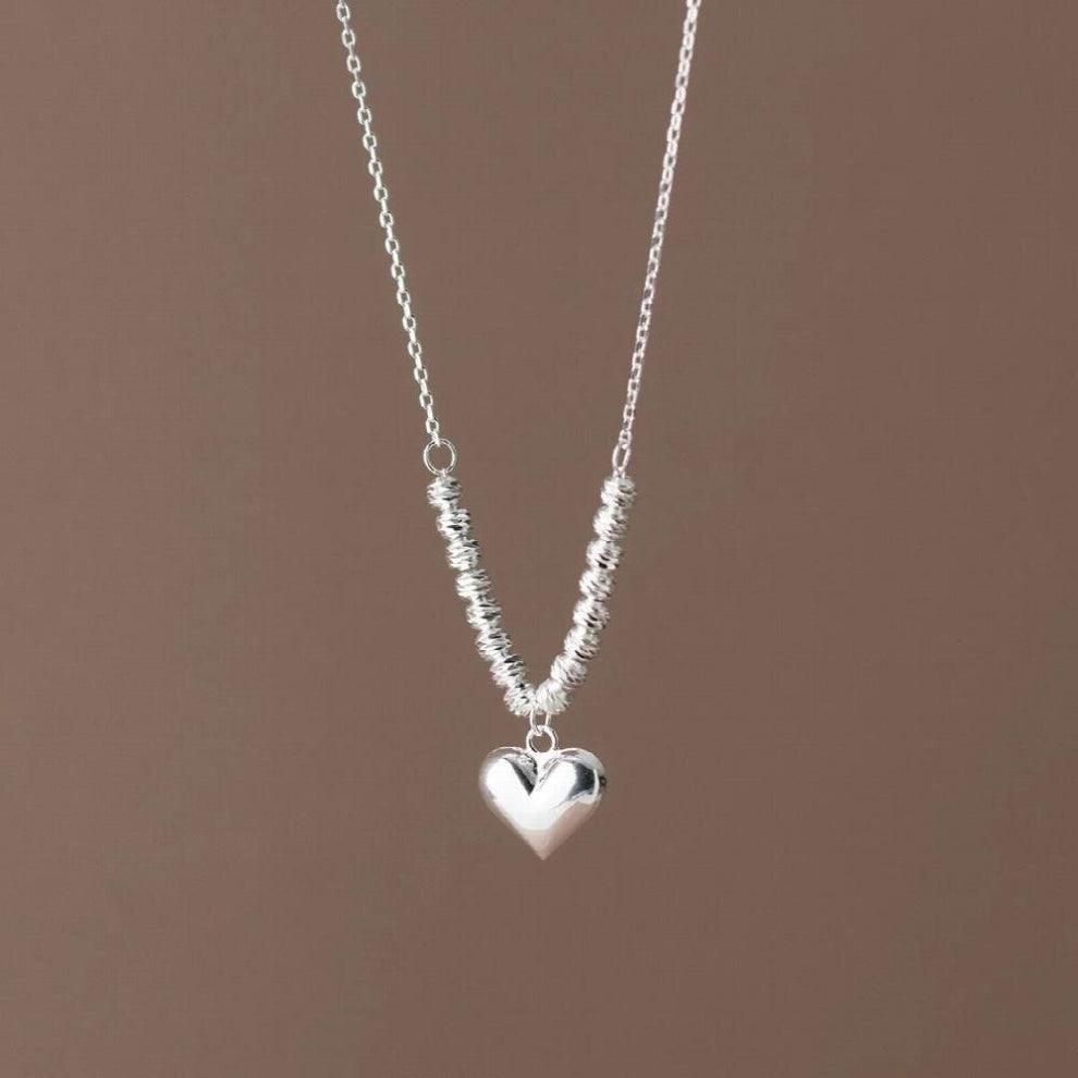 Latest S925 Silver Necklace Version Temperament Glossy Love Cut Faceted Beads Sweet Clavicle Chain Girls Gift