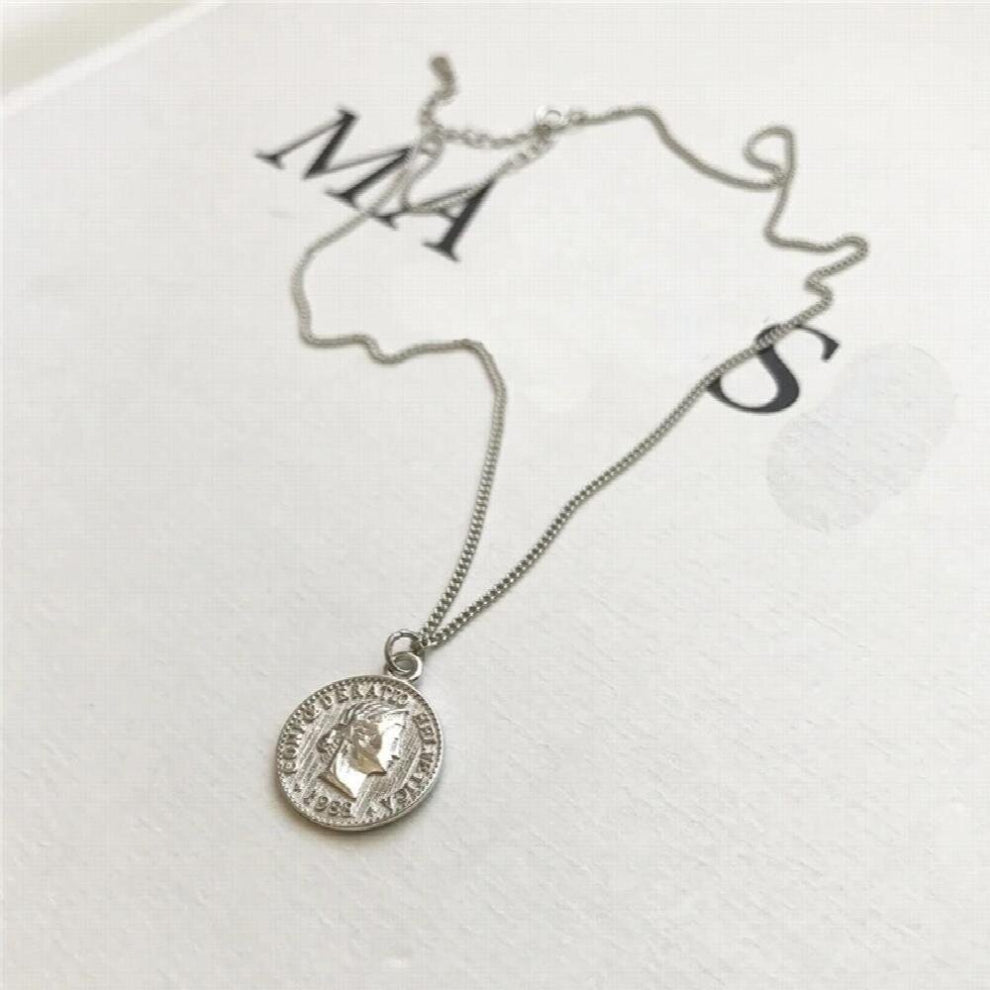 Dollar Queen Pendant Necklace 925 Sterling Silver Metal Chain Women Birthday party Jewelry Accessories Gift