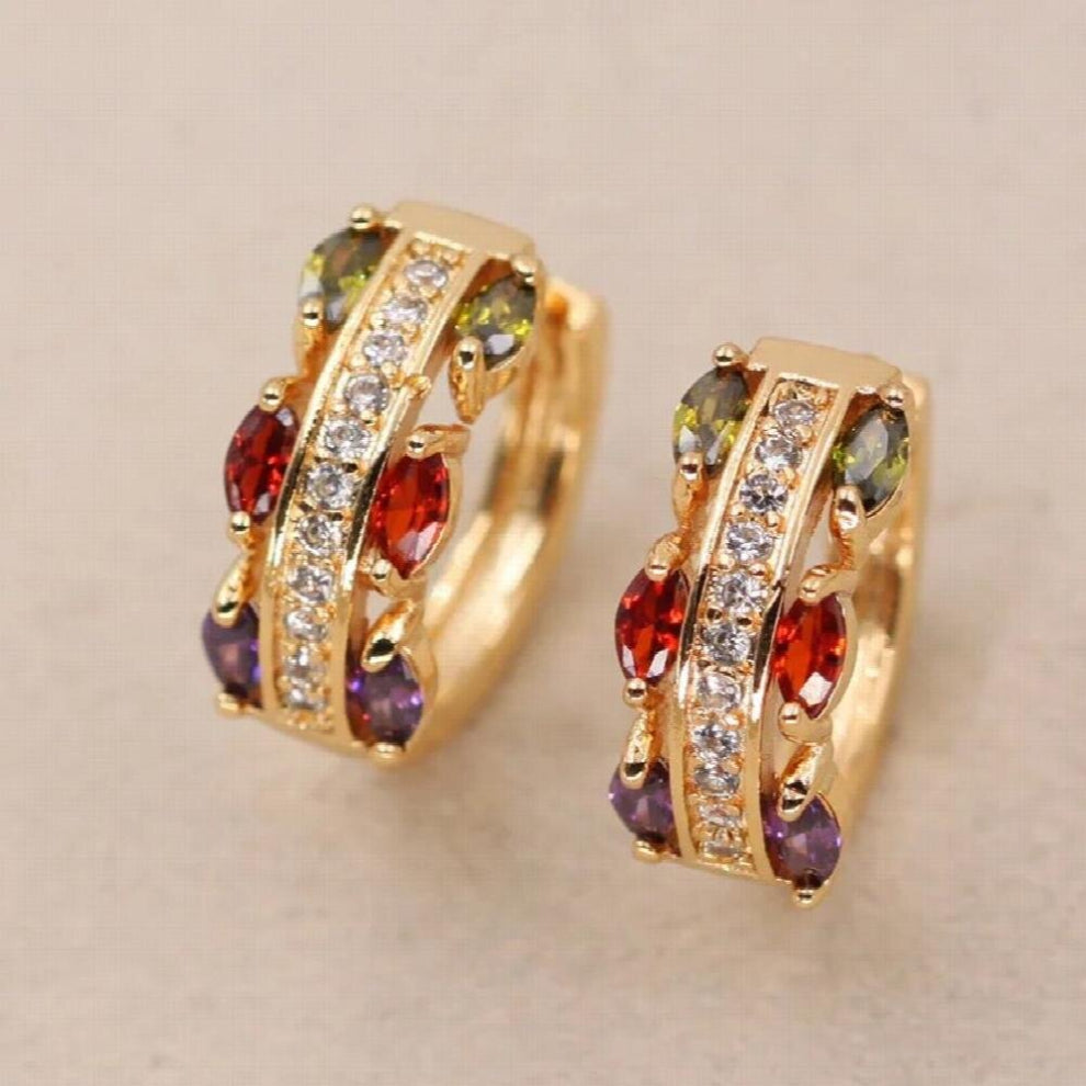 Statement Bohemian Earrings Women Indian Jewelry Hoop Earrings Mix Zircon Hoops Earrings OBS3344