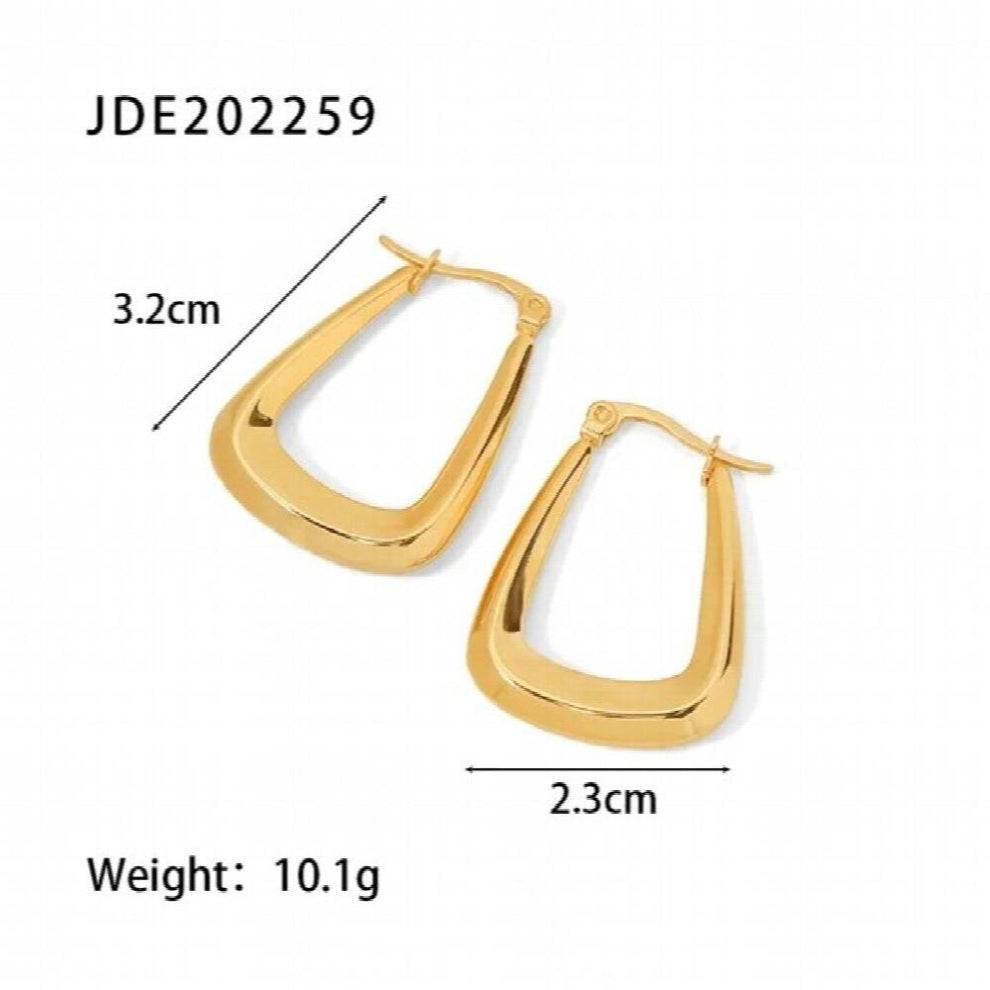 Youthway Minimalist Texture Stainless Steel Metal Hoop Earrings 18k Plated Waterproof Jewelry For Women