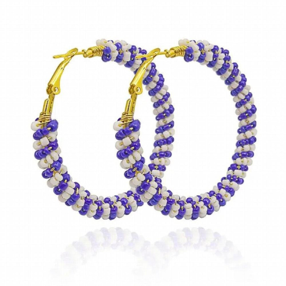 Exaggerate Bohemia Hoop Earring Colorful Beaded Women Hoops Big Beads Earring Boho Statement Jewelry