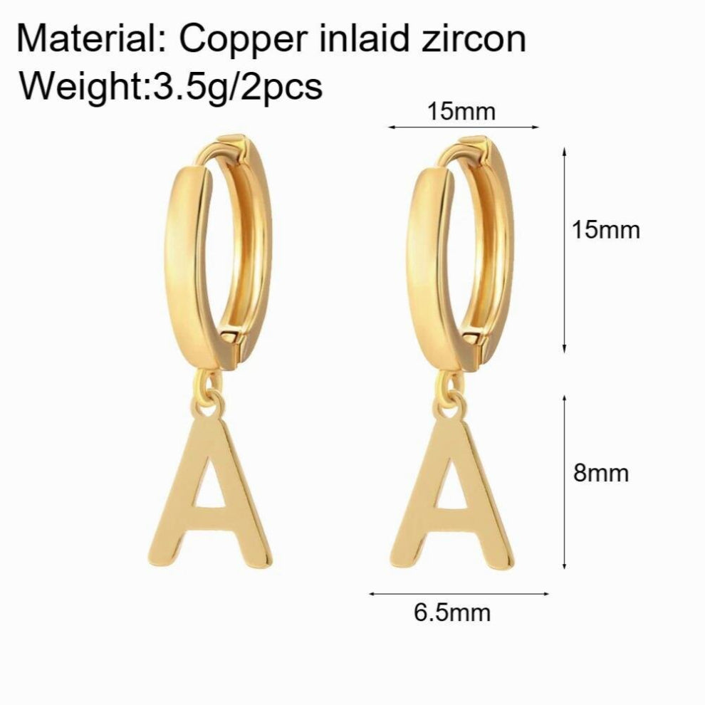 Initial earrings women Letter Drop Hoop Earrings for Women French Glossy Initial Hoop Earrings Jewelry