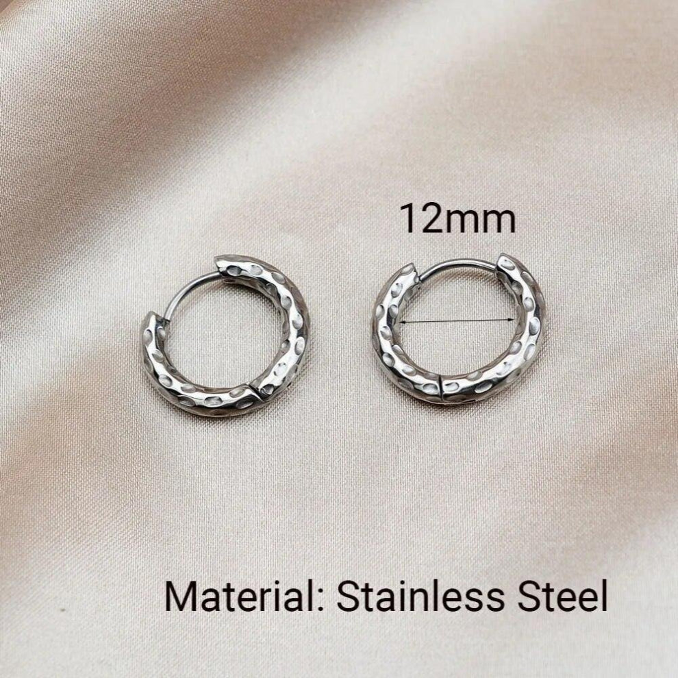 1Pair Women-Man Stainless Steel Geometric Circle Hoops Earring Unique Round Piercing Huggie Earrings Party Jewelry
