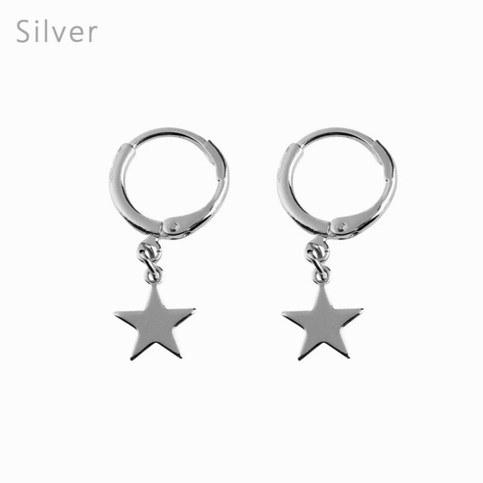 1Pair Small Star Moon Hoop Earrings Ear-cuffs Ear Piercing Huggie Earring Tools Jewelry Accessories for Women