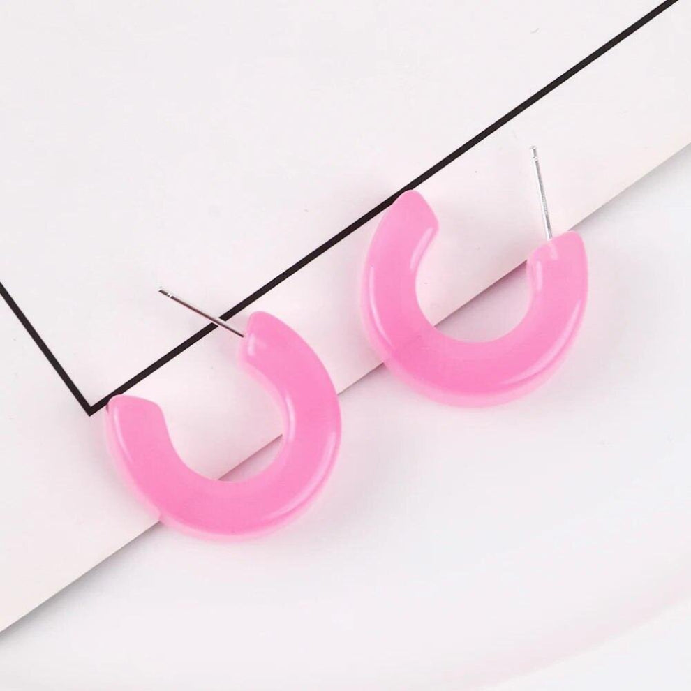 Korea Neon C Hoop Earrings For Women Rock Punk Green Pink Geometric Circle Round Hoops Jewelry