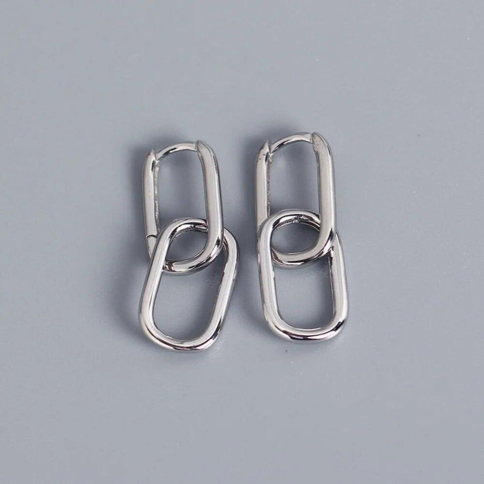F.I.N.S Minimalist Fine Jewelry 925 Sterling Silver Oval Drop Earrings Geometry Metallic Style Detachable Hoops Earrings