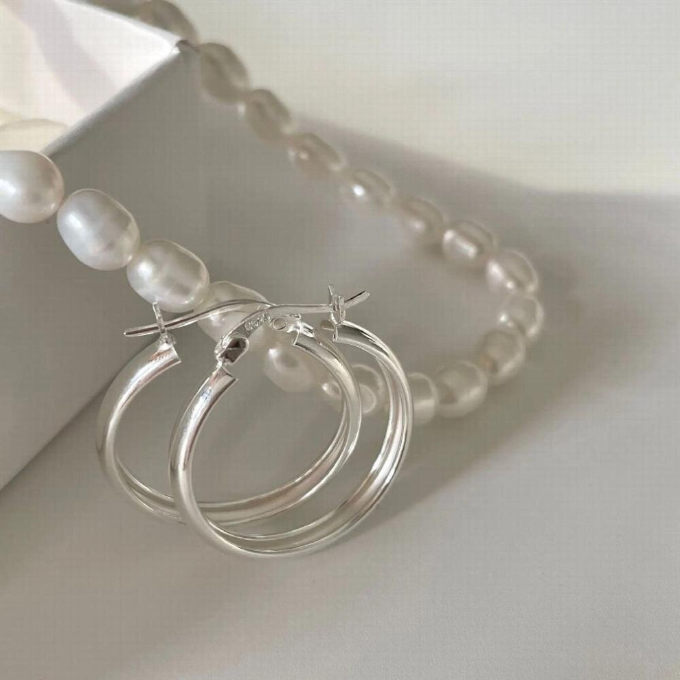 Real Pure 925 Sterling Silver Circle Hoop Earrings For Women Ear Jewelry Minimalist 3 Styles Big Round Womans Hoops Earrings