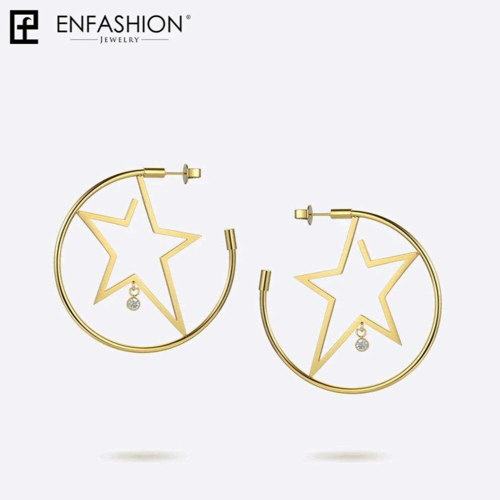 Star Hoop Earring Earing Stainless Steel Big Hoops Earrings For Women Jewelry ED181079
