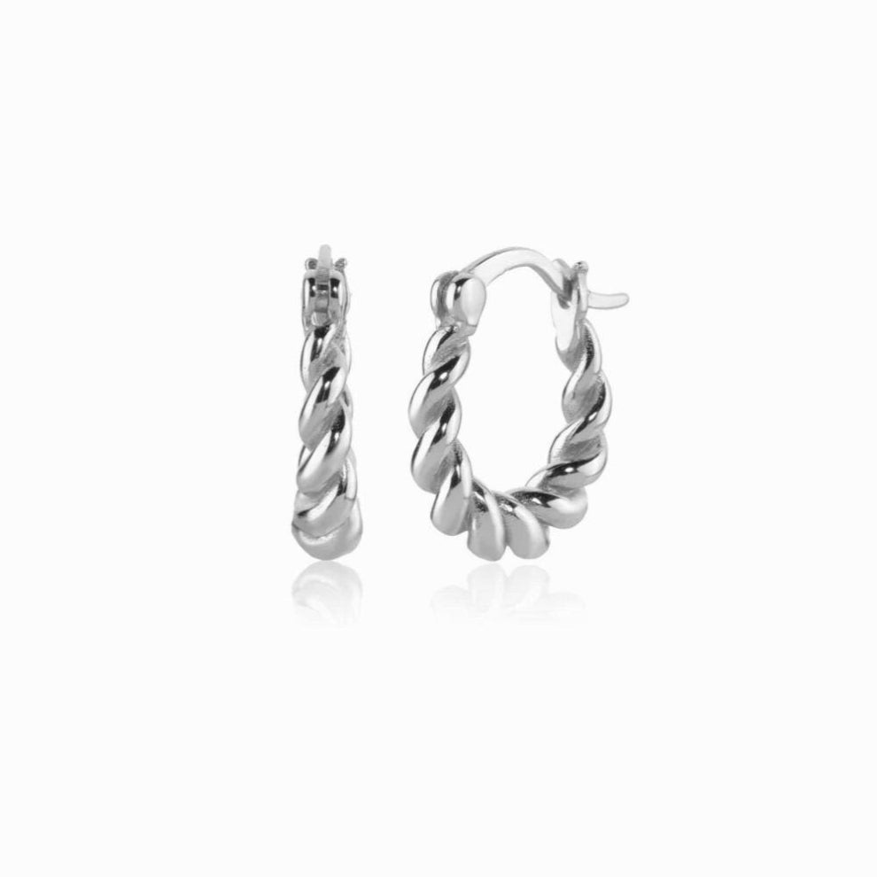 100% 925 Sterling Silver Twist Ovals Hoops Clips Circle Piercing Pendiente Jewelry Gift Jewelry