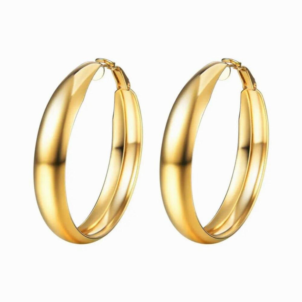 Collare Big Hoop Earrings For Women Gift 316L Stainless Steel Hoops Gold-Black Big Earrings Jewelry E201