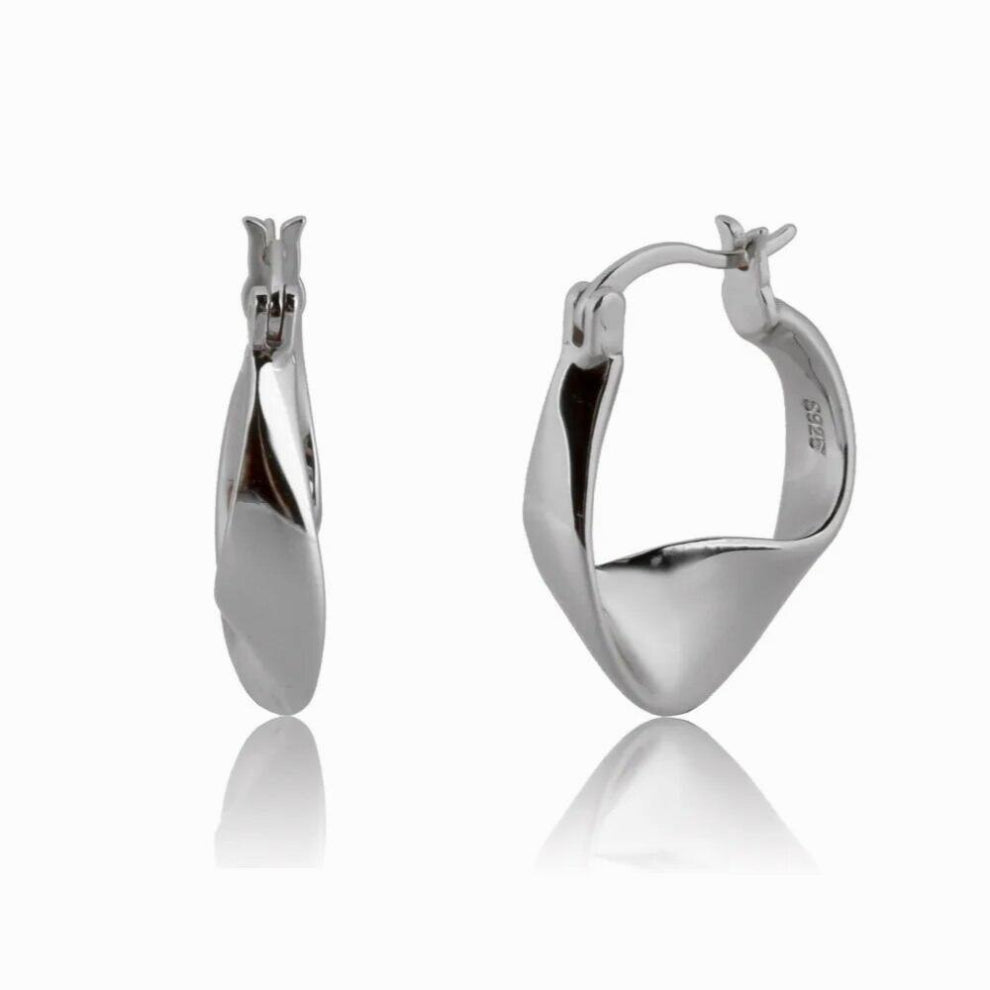 925 Sterling Silver Geometric Hoops Big 11mm Circle Round Women Earring Piercing Pendiente Jewelry