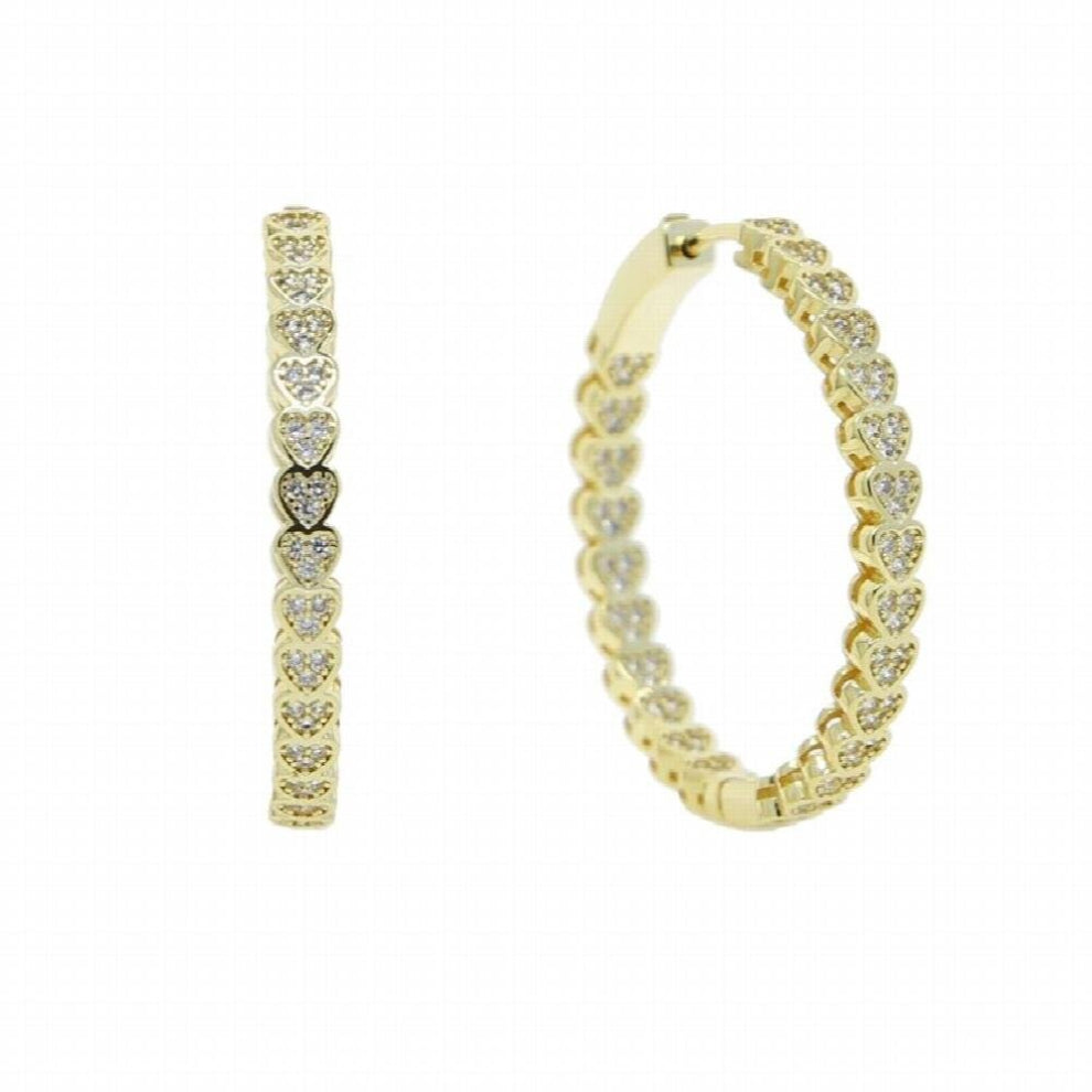 Cubic Zircon Love Heart Shaped 38mm Link Earring Style Geometric Round Cz Hoops Earrings for Women Jewelry Gift