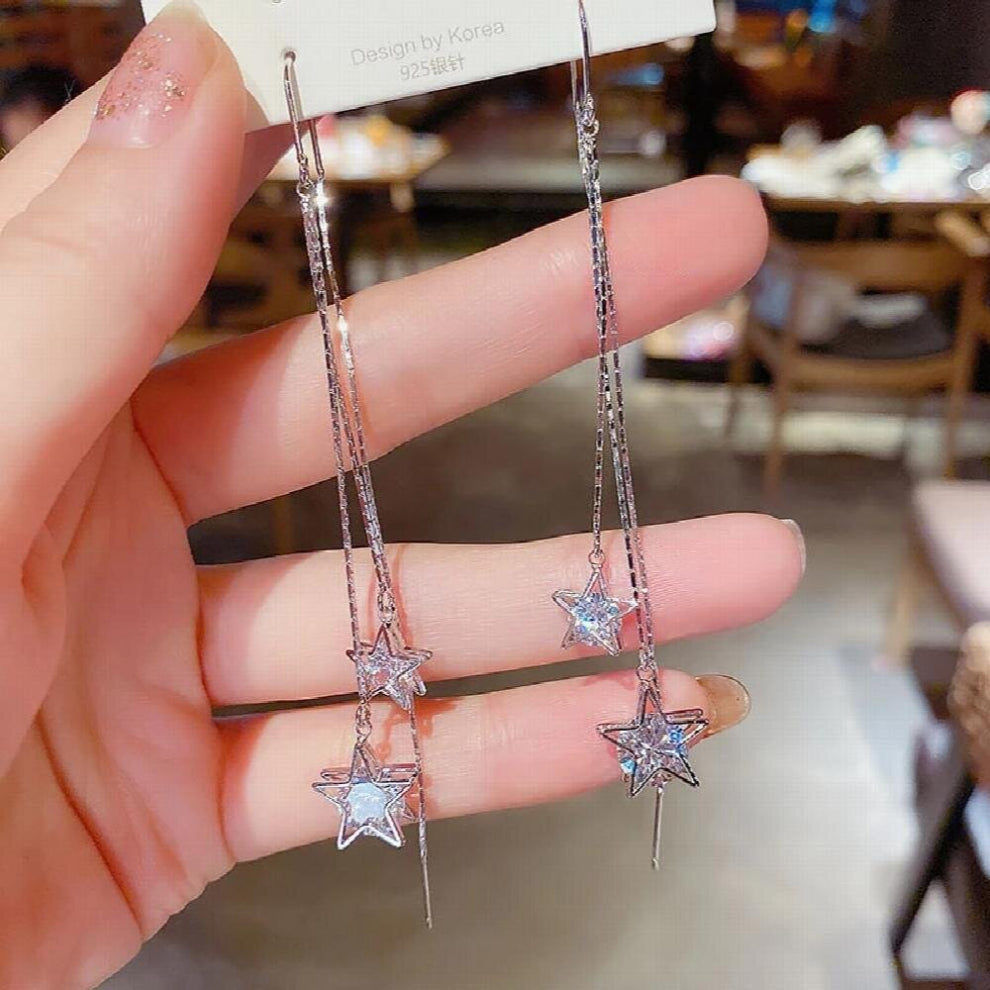 Vintage Glossy Arc Bar Long Tassel Drop Earrings for Women Jewelry Hanging Pendientes