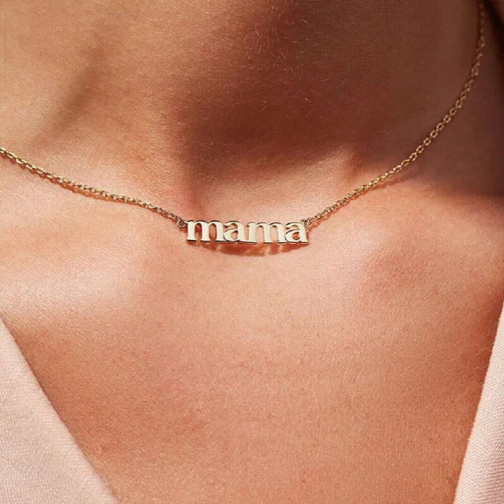 Love for Mom Mama Letter Pendant 18k Plated Necklaces for Women Stainless Steel Chains Jewelry for Women Chokers