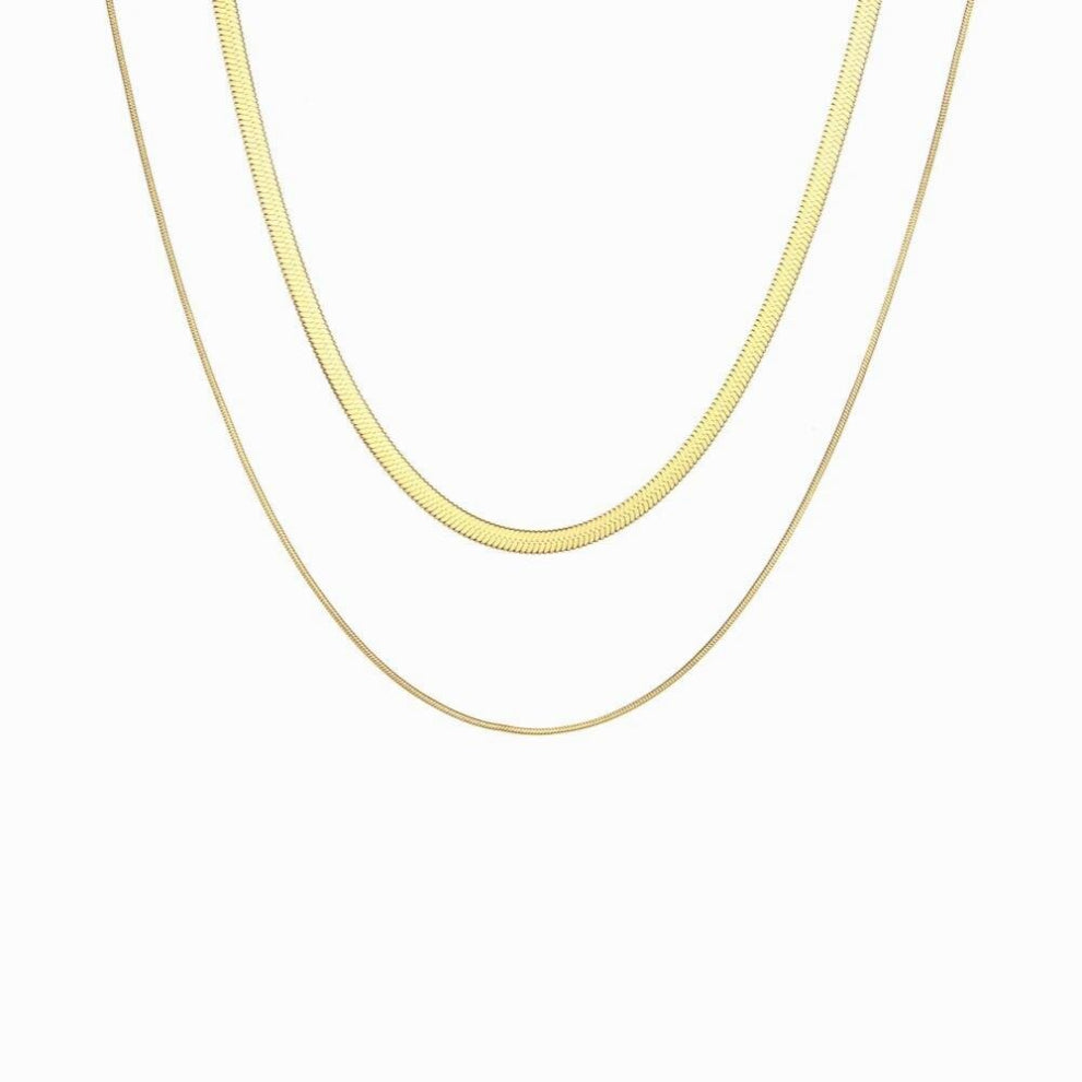 Double Layered PVD 18K Plated Chain Necklaces for Women Stainless Steel Chokers Collares Neck Jewelry Female