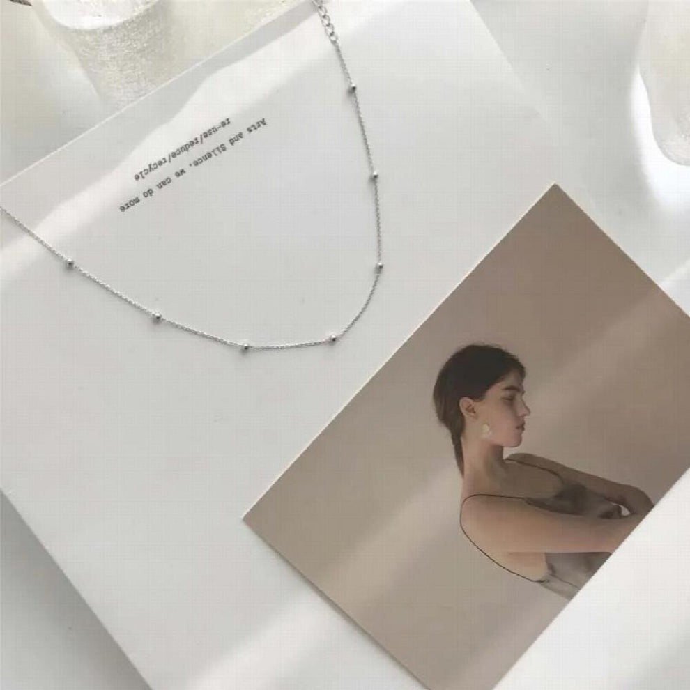 Jewelry Bohemia Bead Chain Necklace 925 Sterling Silver Chokers Necklaces for Women Classic Clavicle Chain WYK-02