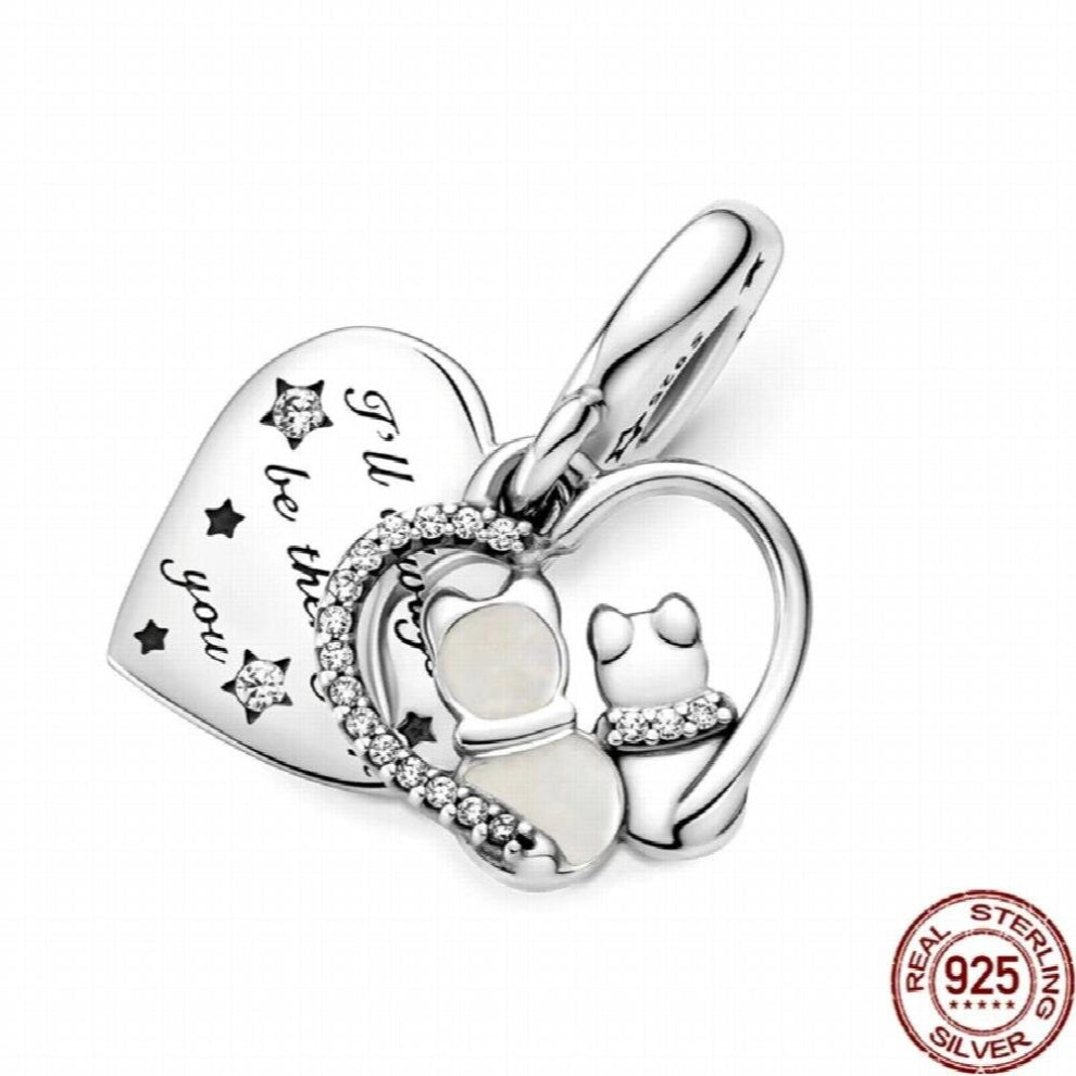 925 Sterling Silver DIY Jewelry Buckle Heart Shape Charm Fit Bracelet&Bangle Making Gift for Women