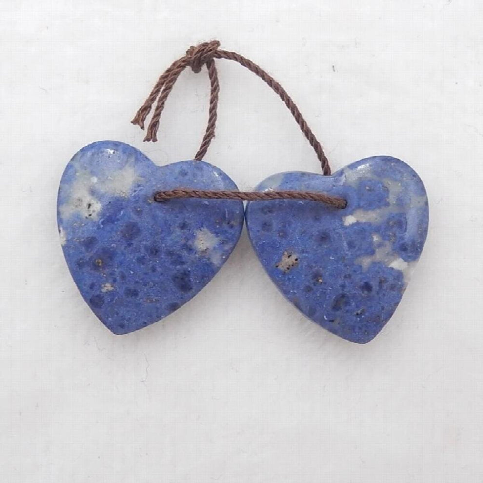Natural African Sodalite Carved Heart-shaped Woman Earrings bead ,Semi-precious stones jewelry accessories 20x20x5mm,6g
