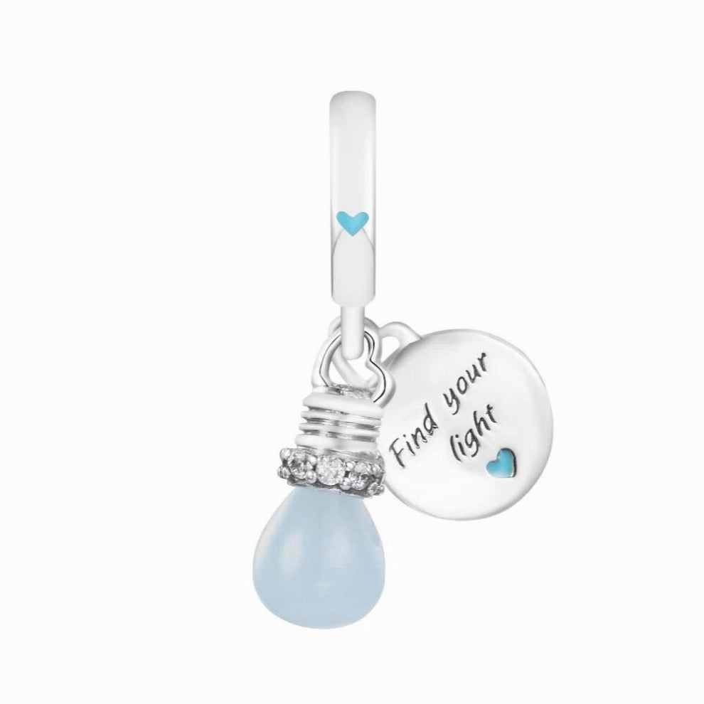 Glow-in-the-dark Lightbulb Double Dangle Charm Fits Europe Bracelet 925 Sterling Silver Beads for Women DIY Jewelry Making