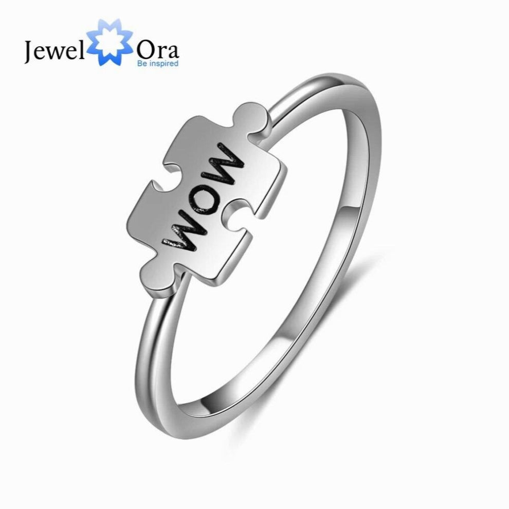 JewelOra Engraving Name Puzzle Ring Silver Finger Size Rings for Women Personalized Gift for Year Christmas
