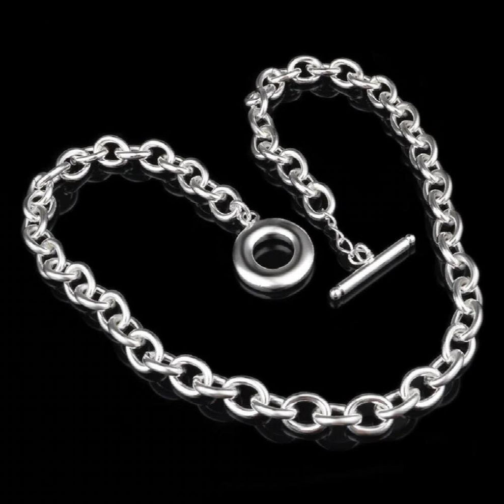 Personality OL Woman Girl Party Wedding Gift Silver TO Bubble Chain 925 Sterling Silver Necklace NC30