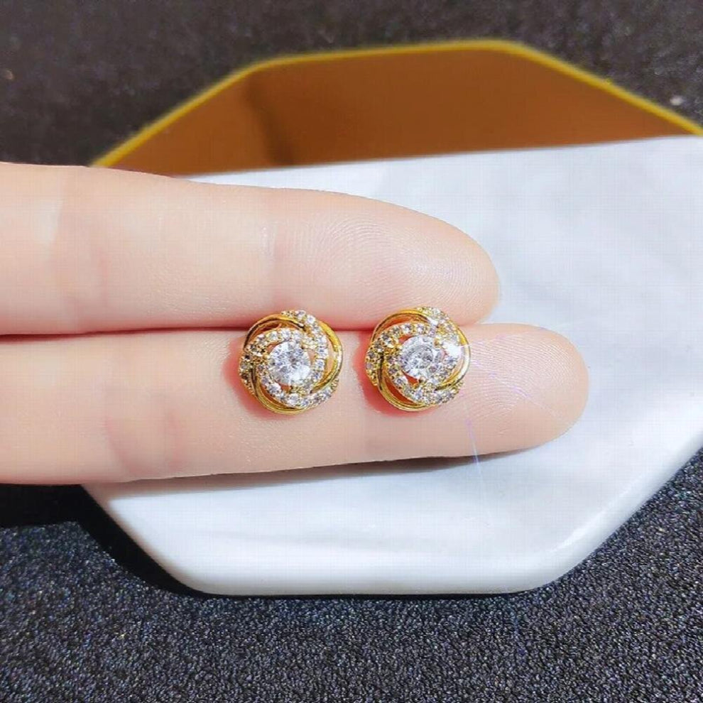 18k 18 k Woman Stud Earrings Unusual Earings Piercing Small Crystal Vintage Ear Cuffs For Party Womens Jewelry