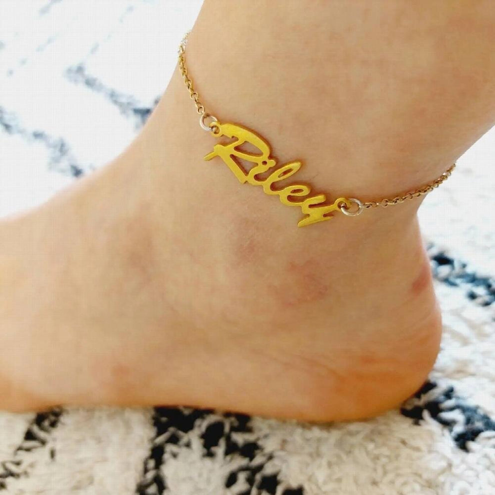 Personalized Stainless Steel Name Anklet-Nameplate Anklet-Custom Name Anklet-Name Anklet-Custom Bracelet-Handwriting Name Anklet