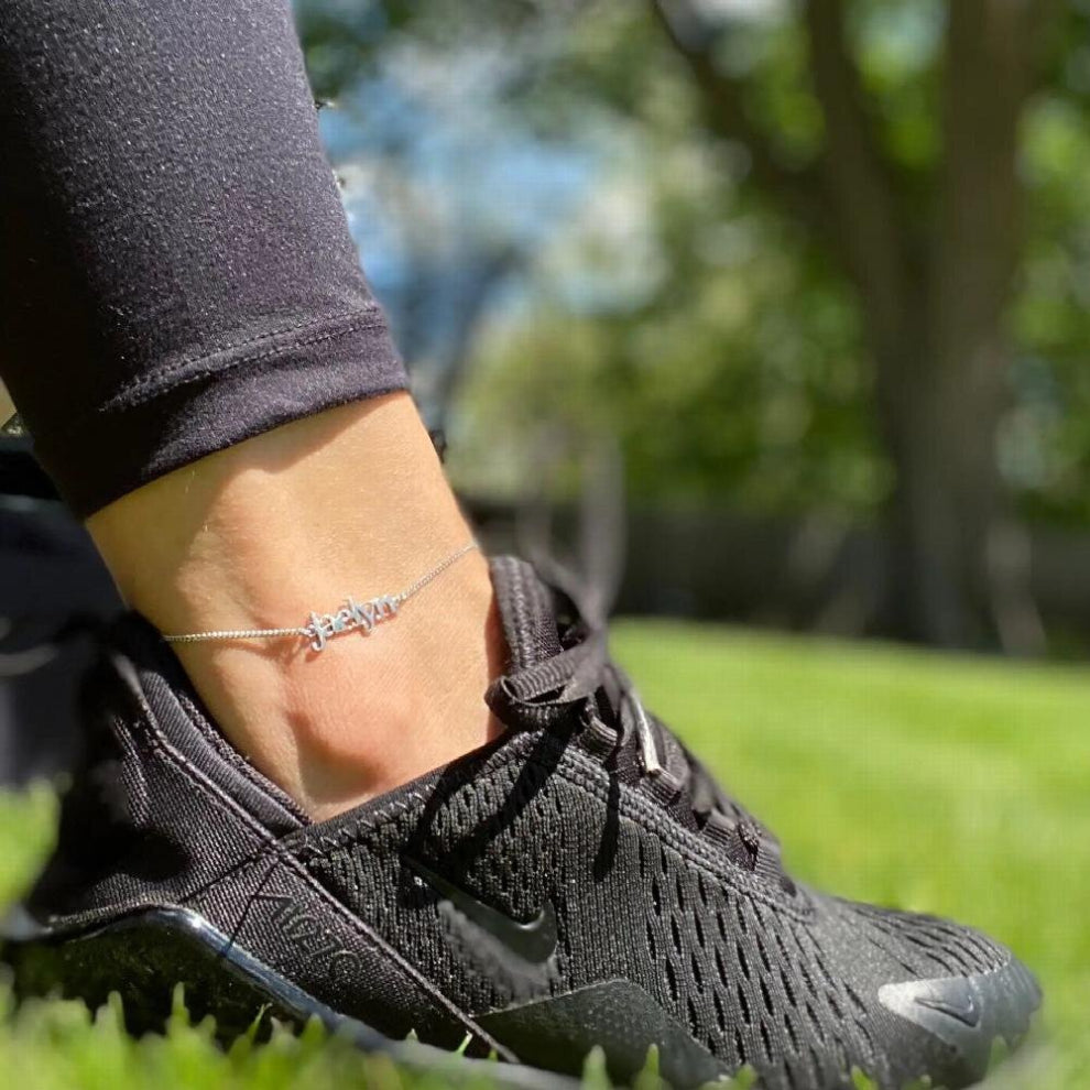 Stainless Steel Lowercase Lettering Name Anklet-Custom Name Anklet-Ankle Bracelet-Silver Anklet-Ankle Chain-Personalized Jewelry