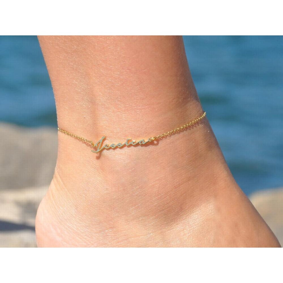 Personalized Name Anklet Name Anklet-Stainless Name Anklet-Personalized Ankle Bracelet- Nameplate Anklet with Name