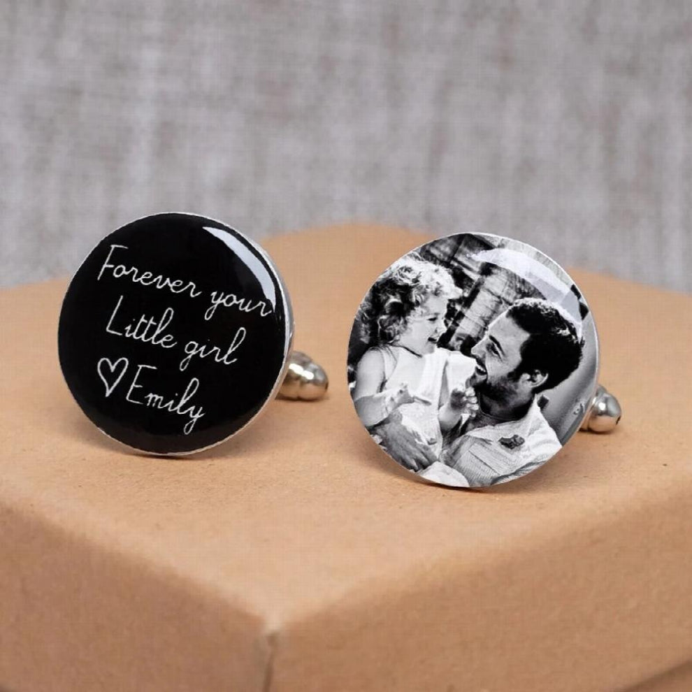 Personalized Cufflinks Photo Cufflinks Set Fathers Gift Mens Cufflinks Shirt Cufflinks Engagement Gift For Him