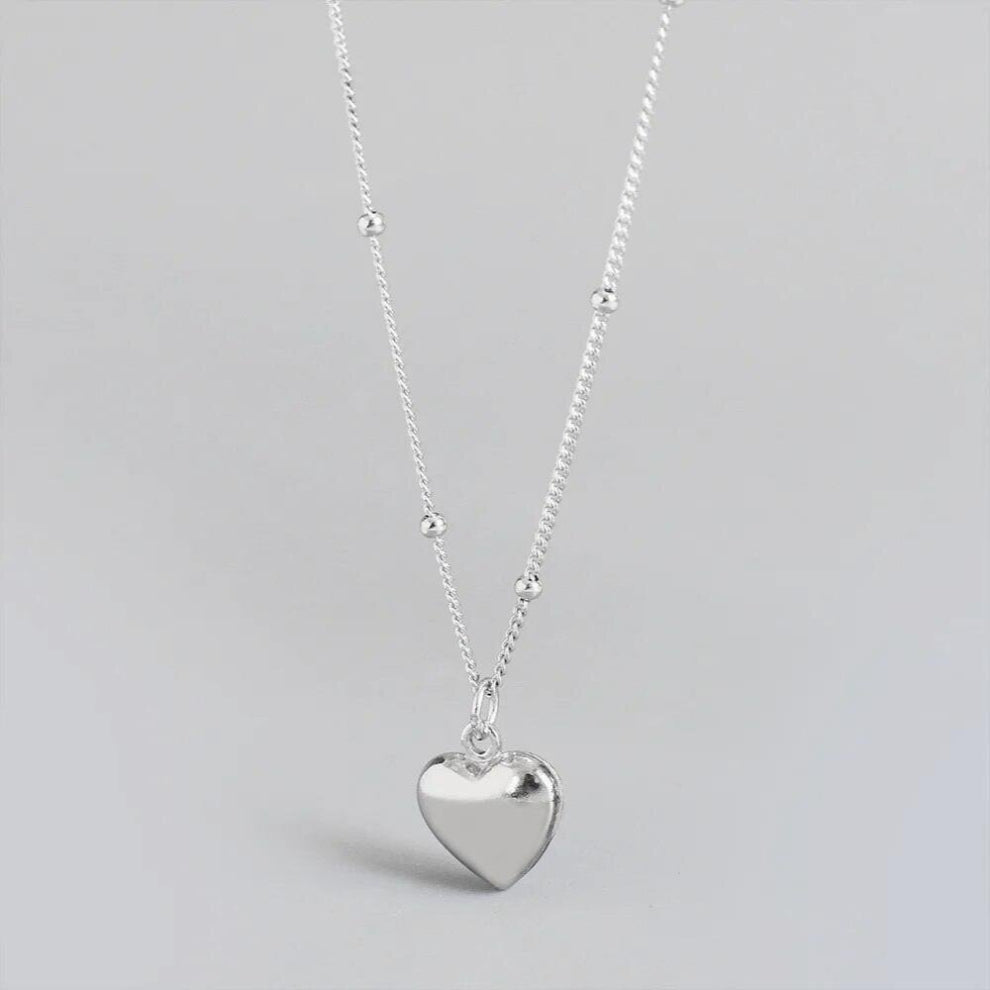 925 Sterling Silver Minimalist Mini Glossy Heart Pendant Clavicle Chain Necklace Women Party Dress Jewelry Accessories