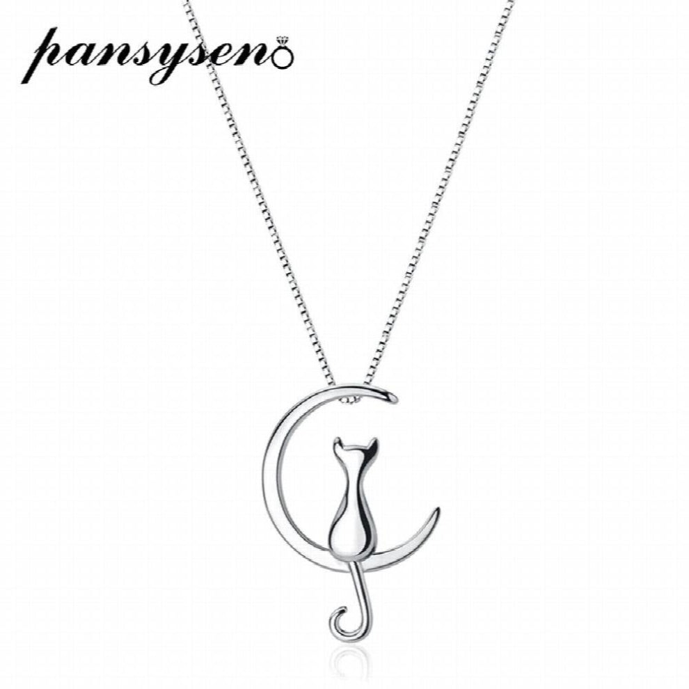 Pure 925 Sterling Silver Cat Charm Pendant Necklaces for Women Jewely Small Chokers Necklaces Fine Jewelry