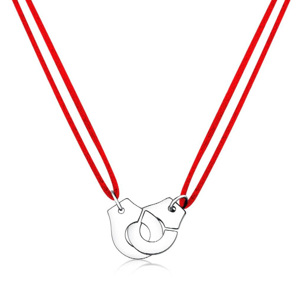 925 Sterling Silver Rope Handcuff Necklace With Zircon Handcuff Pendant Necklace Adjustable Cords For Women Jewelry