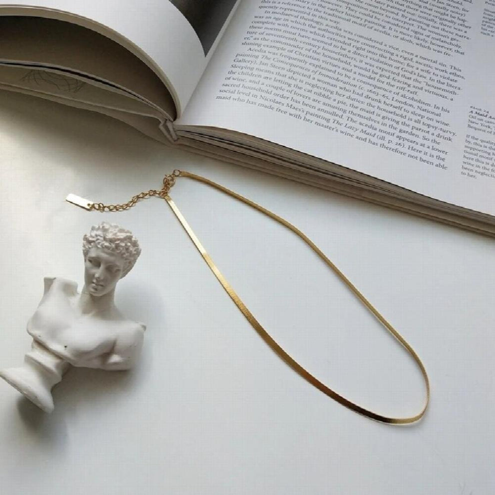 925 Sterling Silver Flat Snake Chokers Necklace for Women 18K Clavicle Chain Necklace Minimalist Charm Jewelry