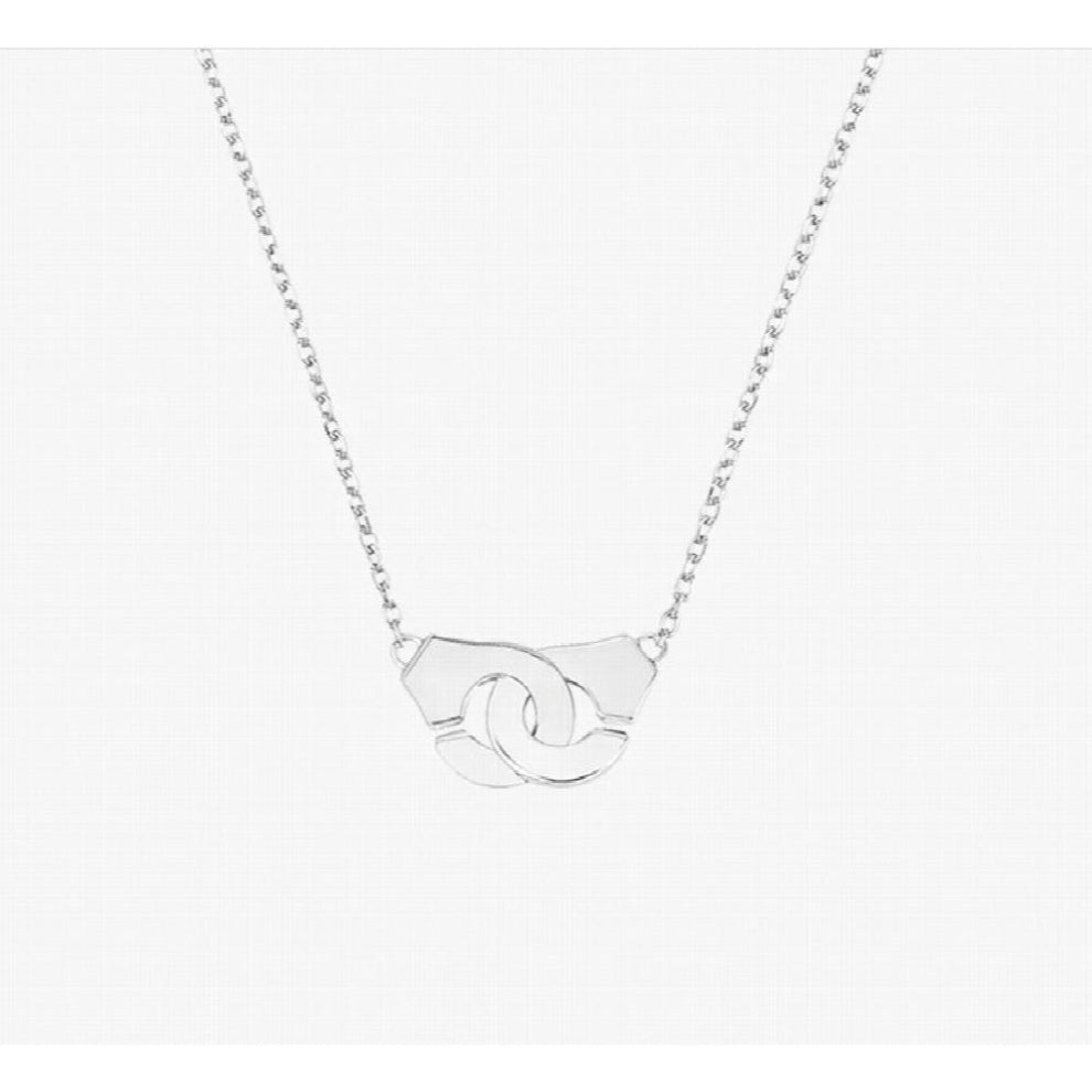 Dinh van 100%925 Sterling Silver Zircon Handcuffs Pendant Womens Necklace Punk Rock Crystal Lock Pendant Choker Necklace R8