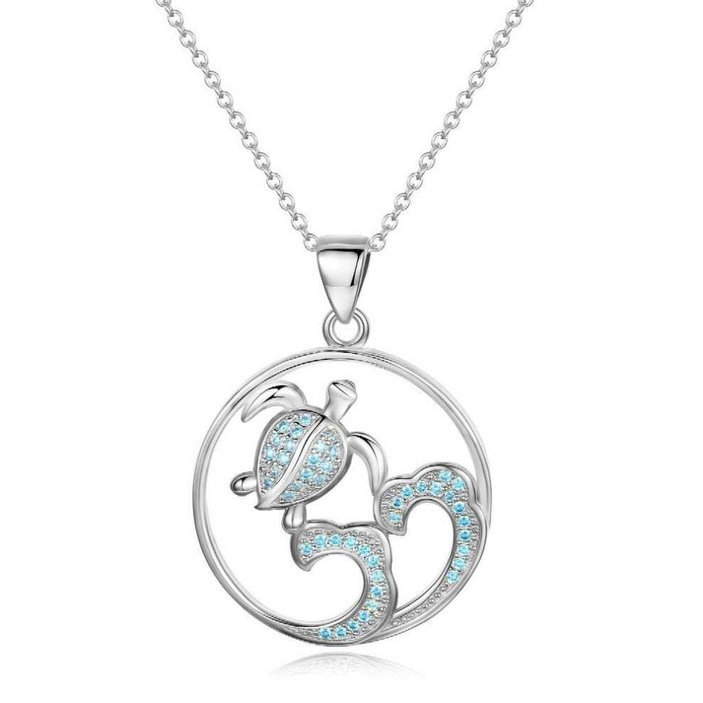 Long Necklaces Pendant Tortoise Round CZ Chokers Necklaces For Women Gift