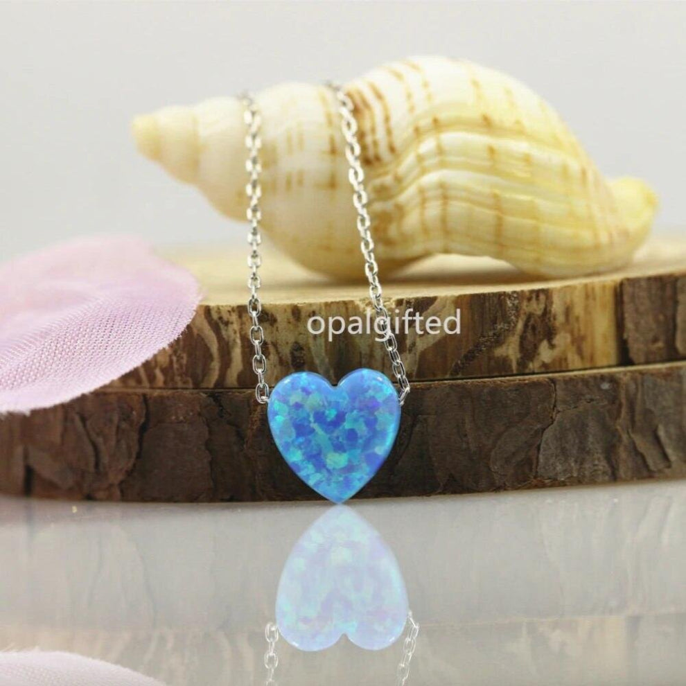 Heart Necklace!Wholesale & Retail For Women Jewelry Synthetic 10mm OP06 Fire Opal 925 Sterling Silver Pendant