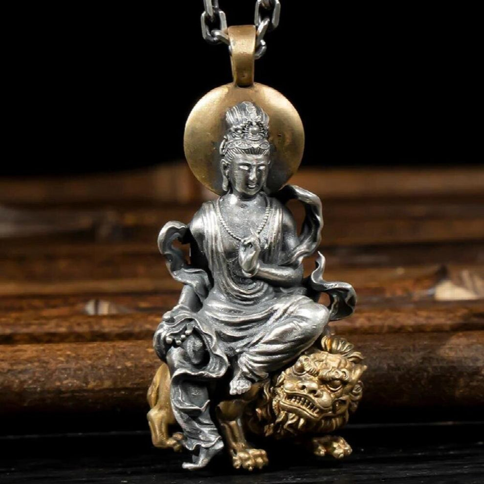 Retro Style Buddha Pendant Guanyin Bodhisattva Pendant Necklace Female Pendant Male Jewelry Accessories