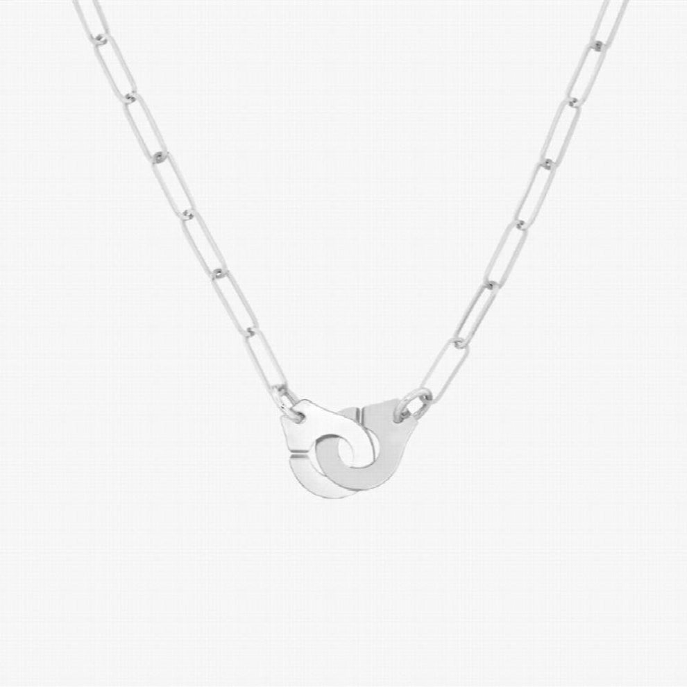 Dinh Van S925 Sterling Silver Handcuffs Pendant and Necklace Women Silver Chain Handcuffs Necklace Menottes R102