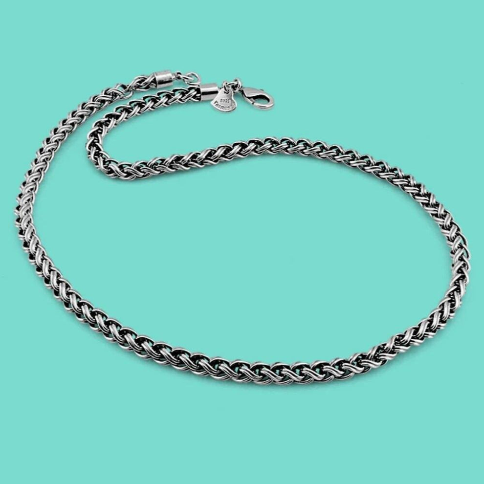 Vintage 925 Sterling Silver Solid-Mens 3.5MM Cable Chain Necklace-Personalized Party Sterling Silver Jewelry 51-56-61CM